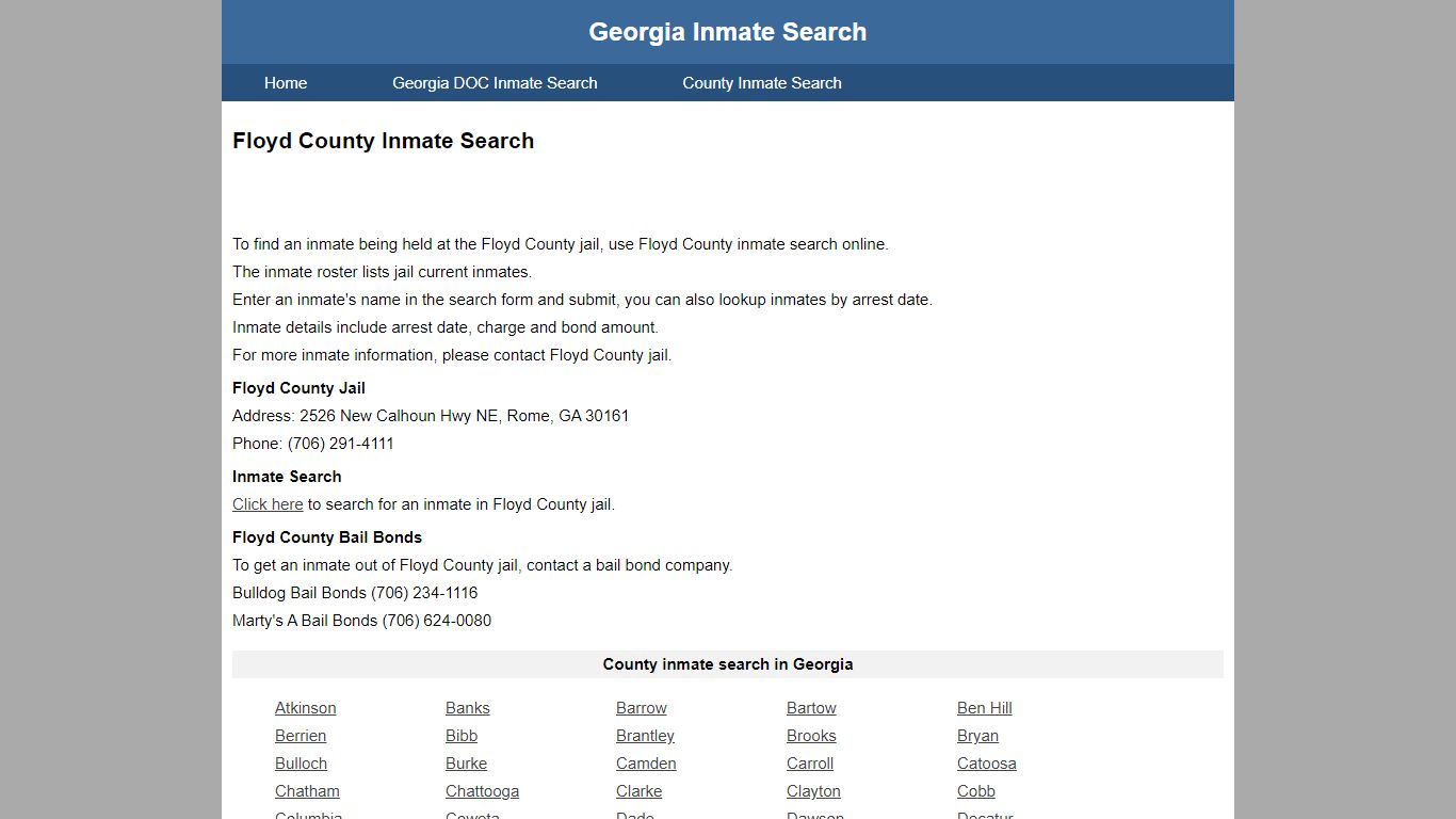 Floyd County Jail Inmate Search